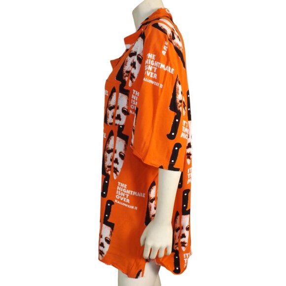 HALLOWEEN 2 Shirt, 3XL, Button front, Short sleeves, Pocket, Orange, Rayon - Picture 7 of 12